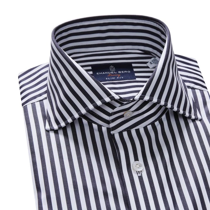 TWILL STRIPED SHIRT Black / 17.5-XL