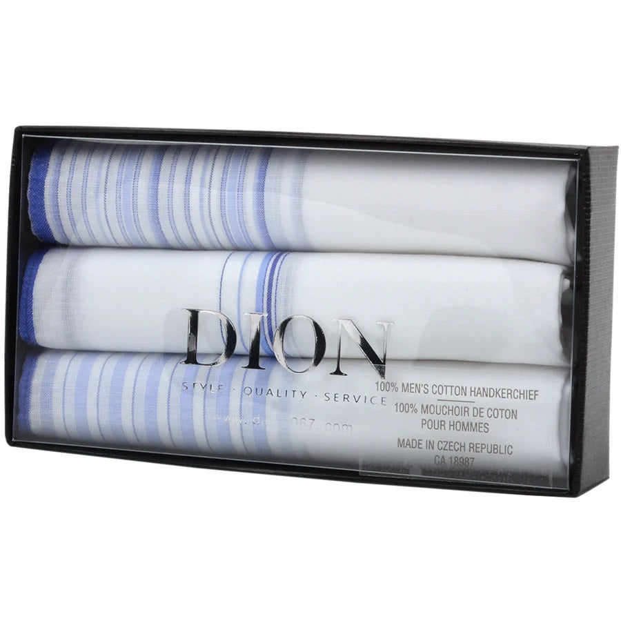 WHITE STRIPES COTTON HANKIES 3 PACK