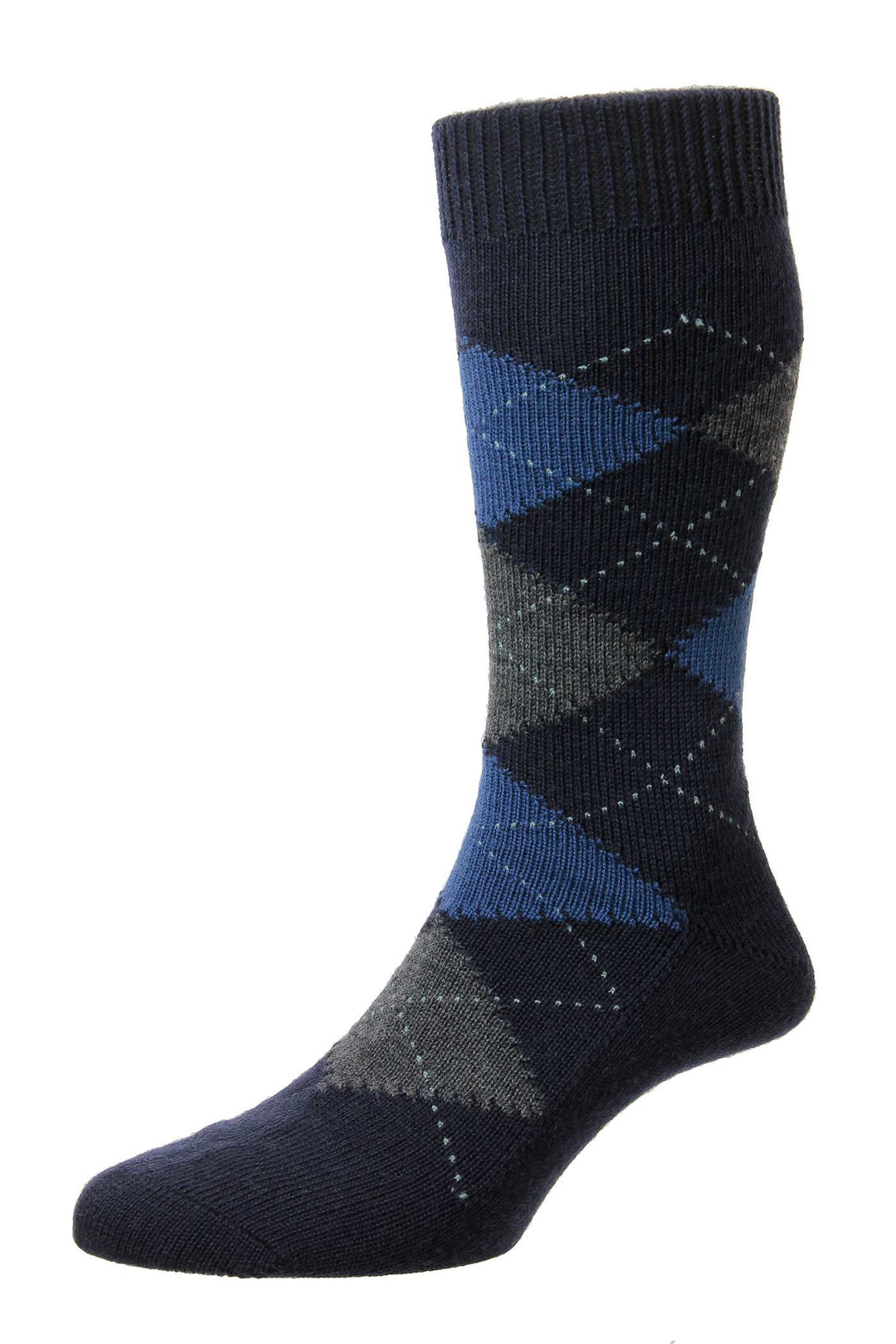 RACTON ARGYLE SOCK - NAVY - MEDIUM (US 8.5-11) - MID-CALF