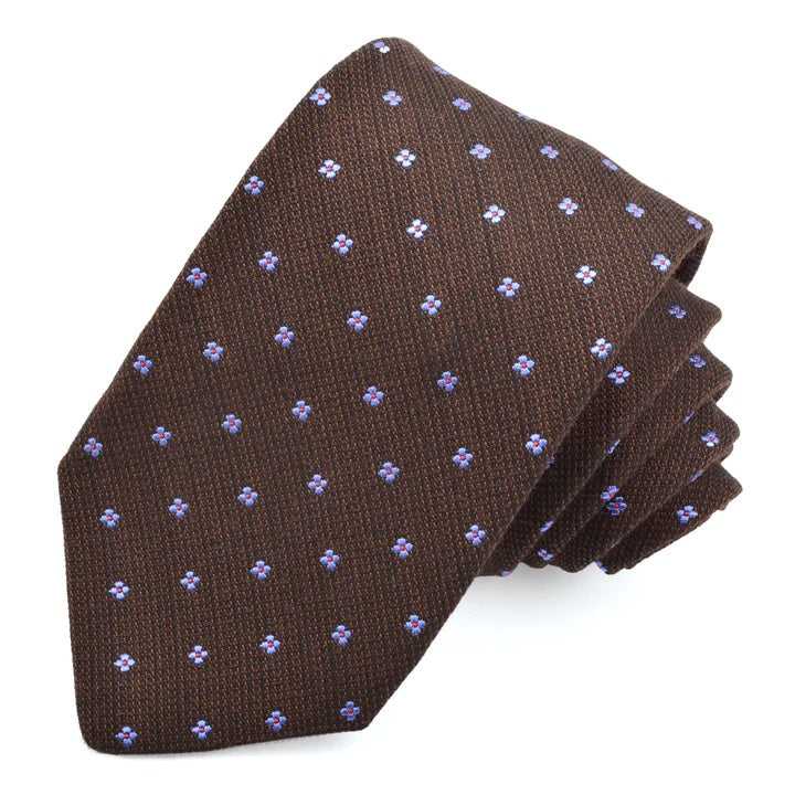 FLORAL NEAT NECKTIE - BROWN