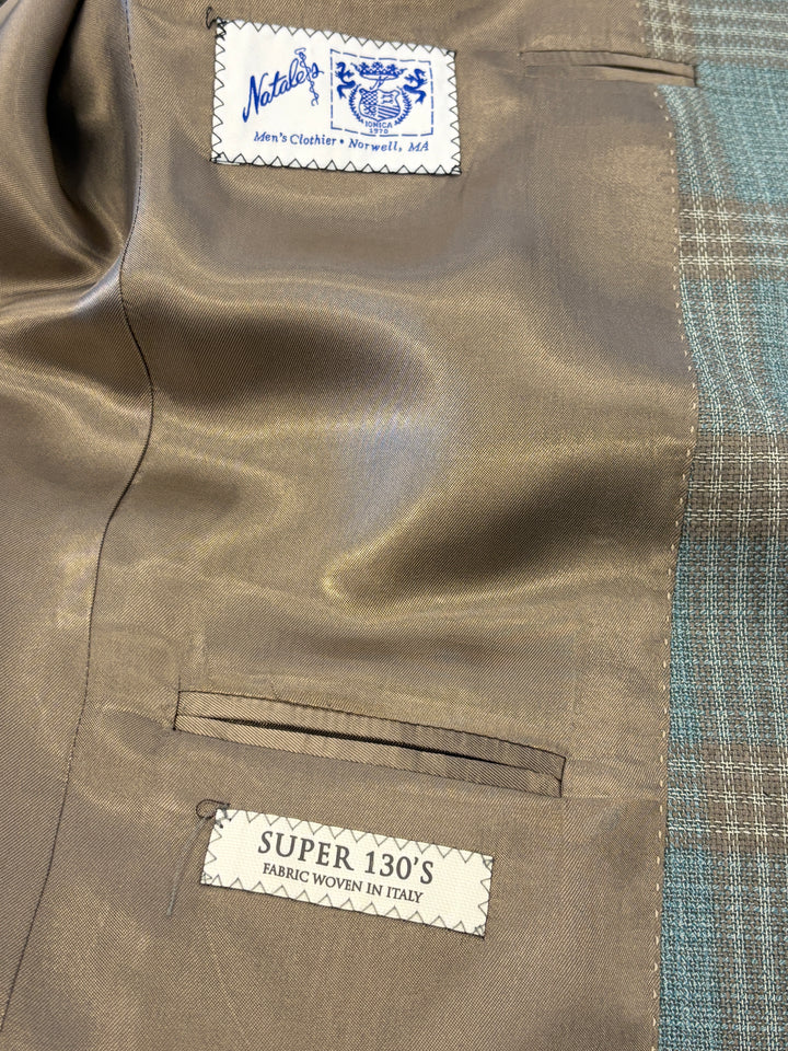 Jack Victor Gibson Plaid Sport Jacket - Mint Brown Super 130s Wool
