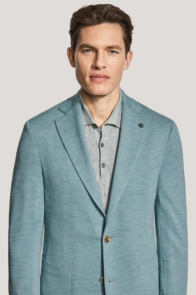 Jack Victor Hartford Knit Blazer - Teal Melange Wool Loro Piana