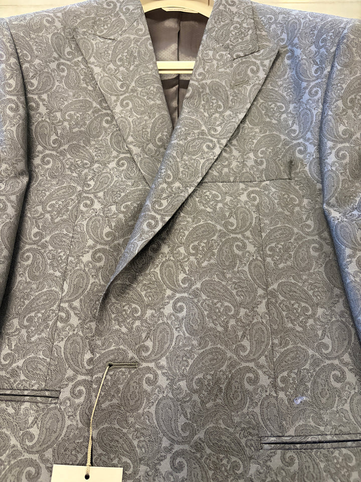 Jack Victor Erie Paisley Dinner Jacket - Grey Charcoal Formal