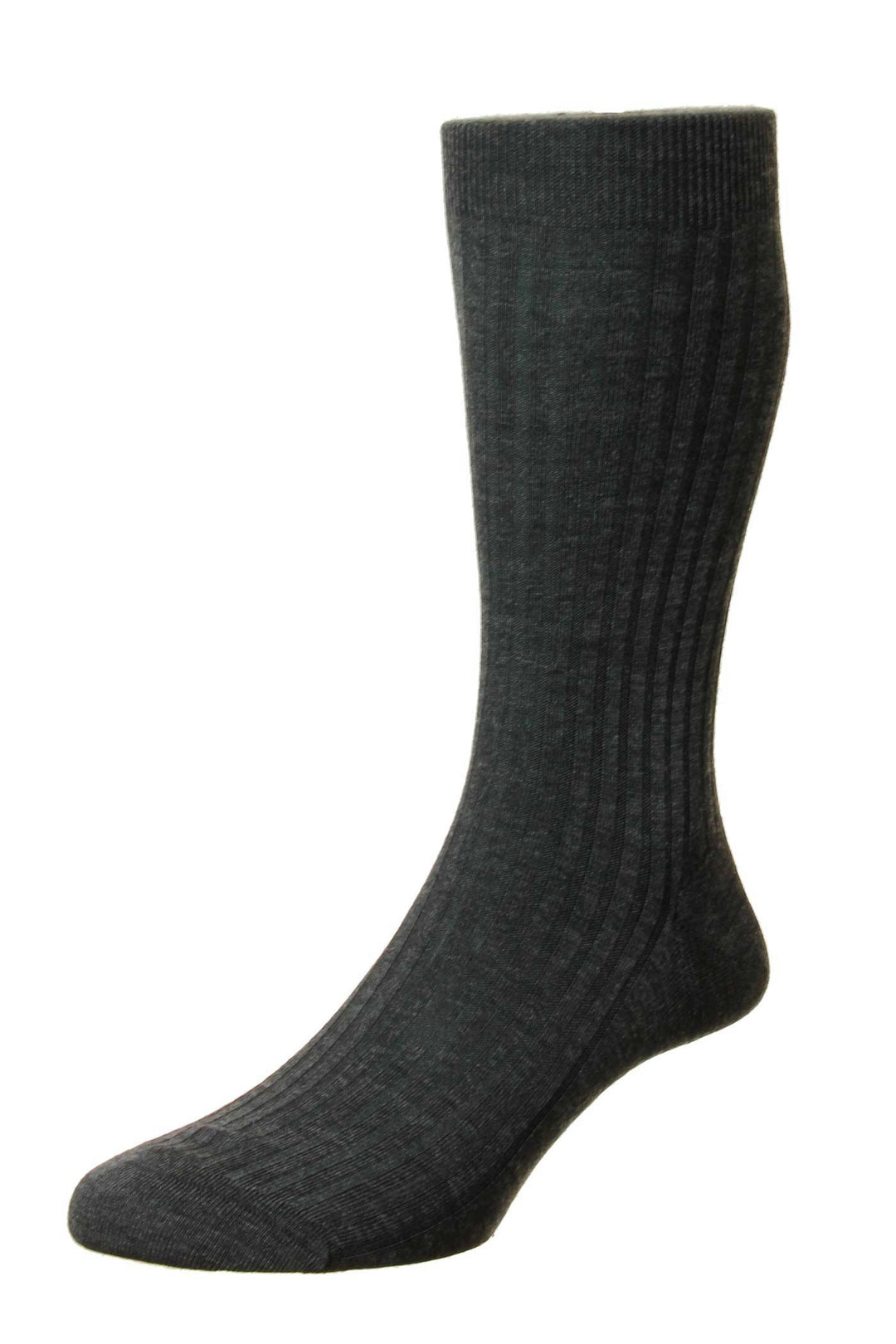 LABURNUM MERINO WOOL SOCK - CHARCOAL - MED 8.5-11 US - MID-CALF