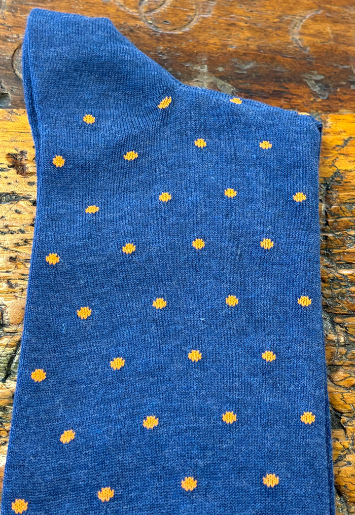 DRESS SOCK DOTS - DENIM - MEDIUM (US 8-11) - MID-CALF