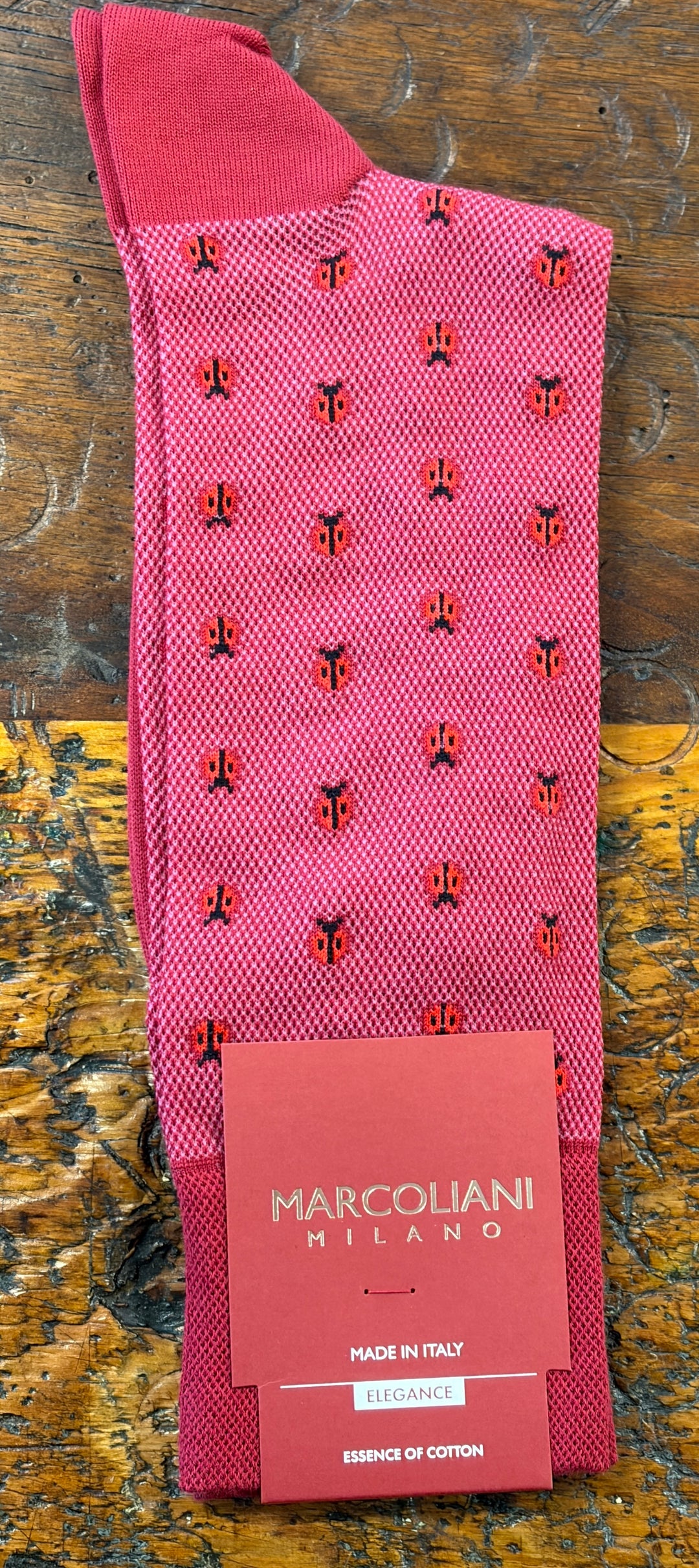 LADYBUG SOCKS - BERRY - (US 8.-11) - MID-CALF