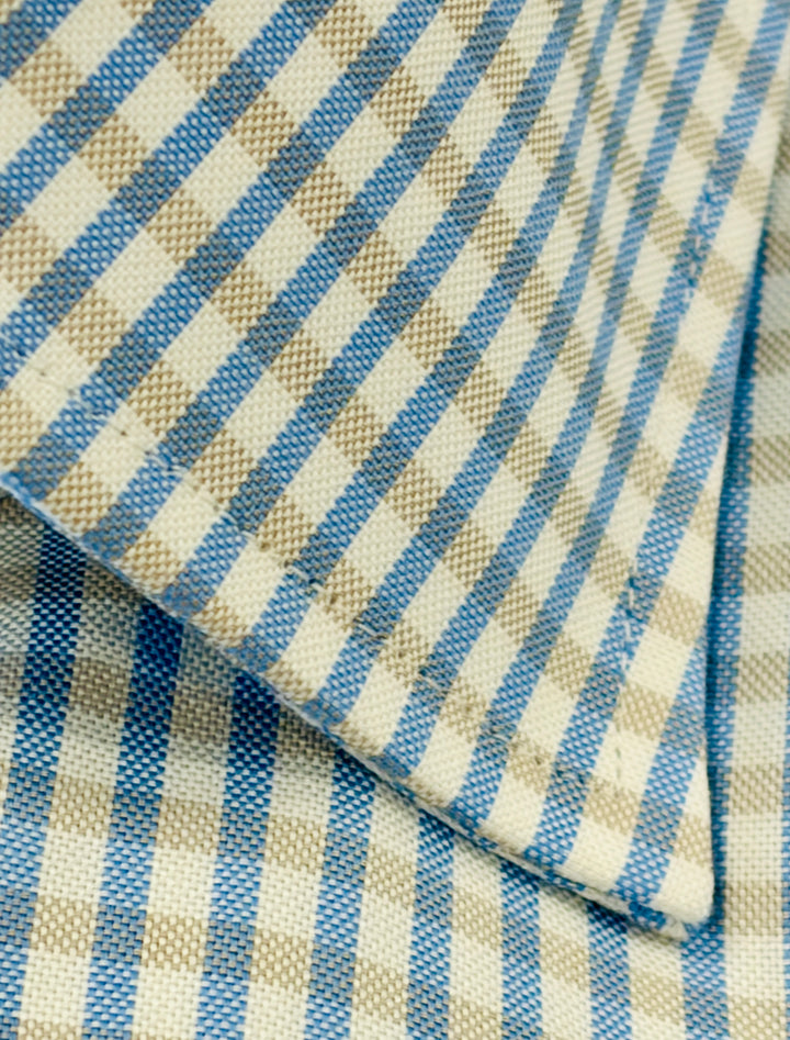 Hagen Carmel Sky Soft Check Dress Shirt - 100% Cotton, Modern Fit, Soft Spread Collar