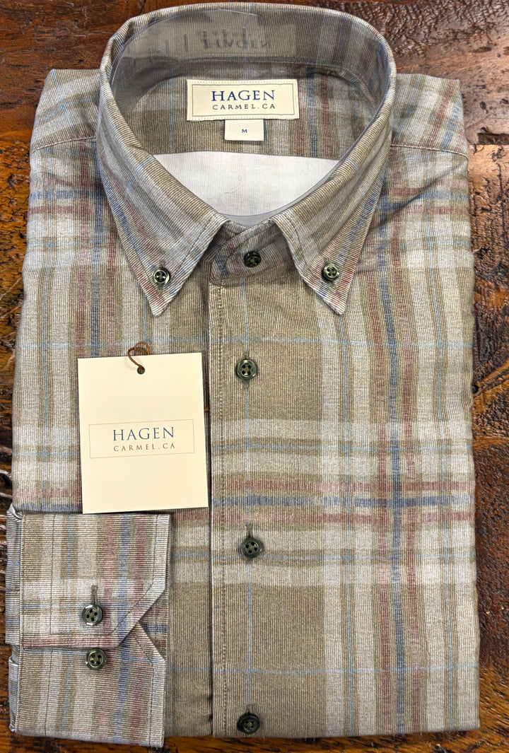 PINCORD PLAID SPORTS SHIRT
