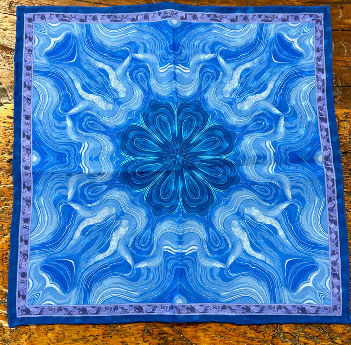 FLORAL POCKET SILK - BLUE