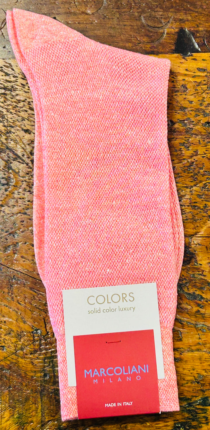 PIQUE MARL SOCKS - CORAL - (US 8.-11) - MID-CALF