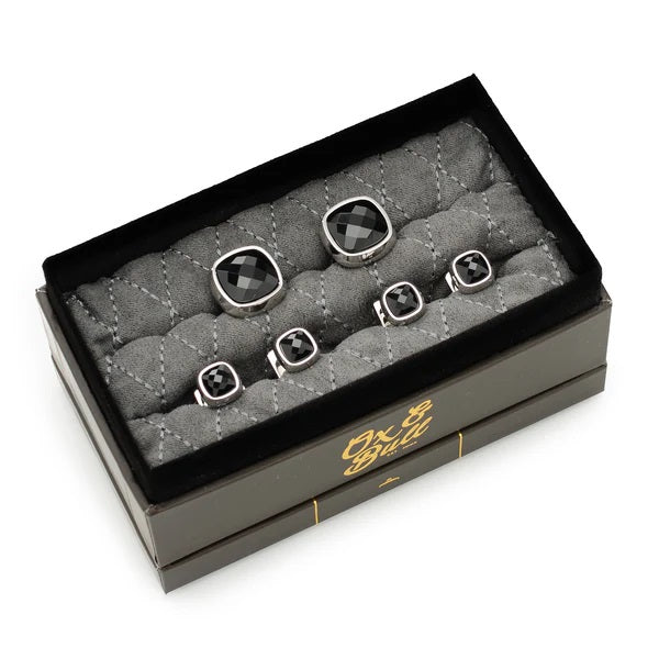 FACETED ONYX STUD SET