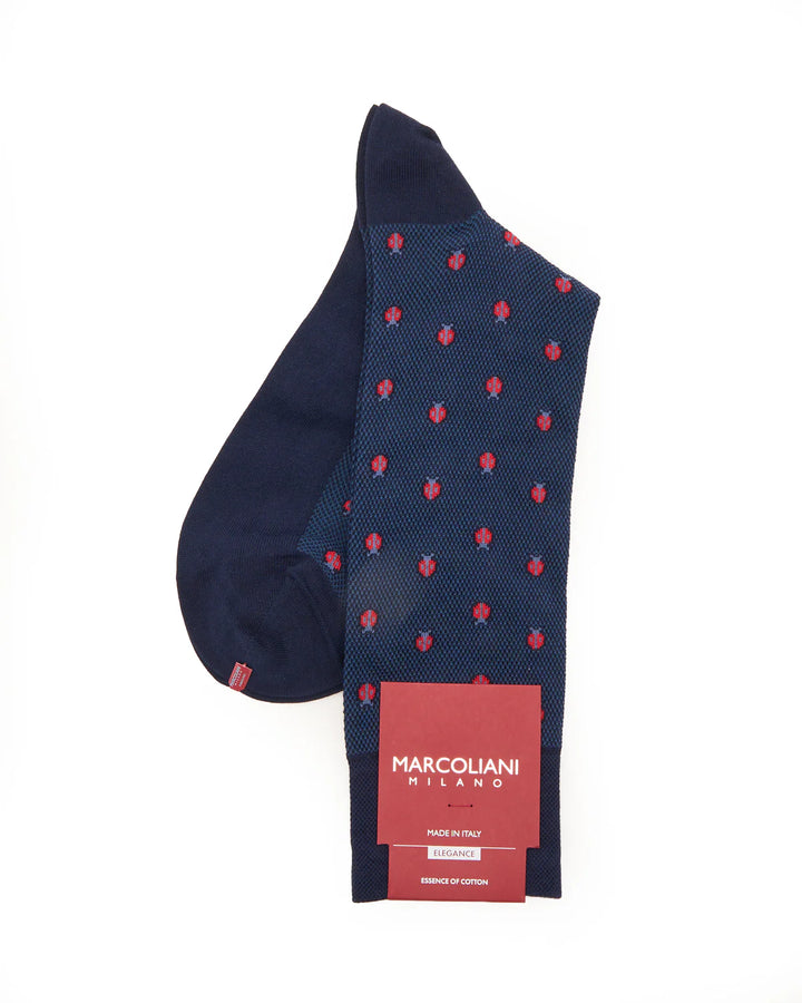 LADYBUG SOCKS - NAVY - (US 8.-11) - MID-CALF