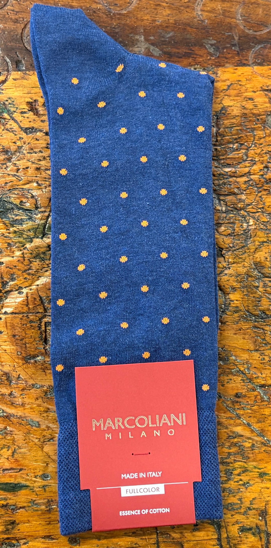 DRESS SOCK DOTS - DENIM - MEDIUM (US 8-11) - MID-CALF