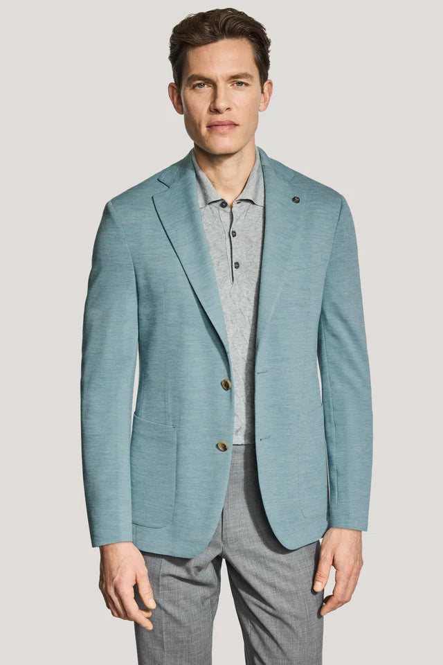 Jack Victor Hartford Knit Blazer - Teal Melange Wool Loro Piana