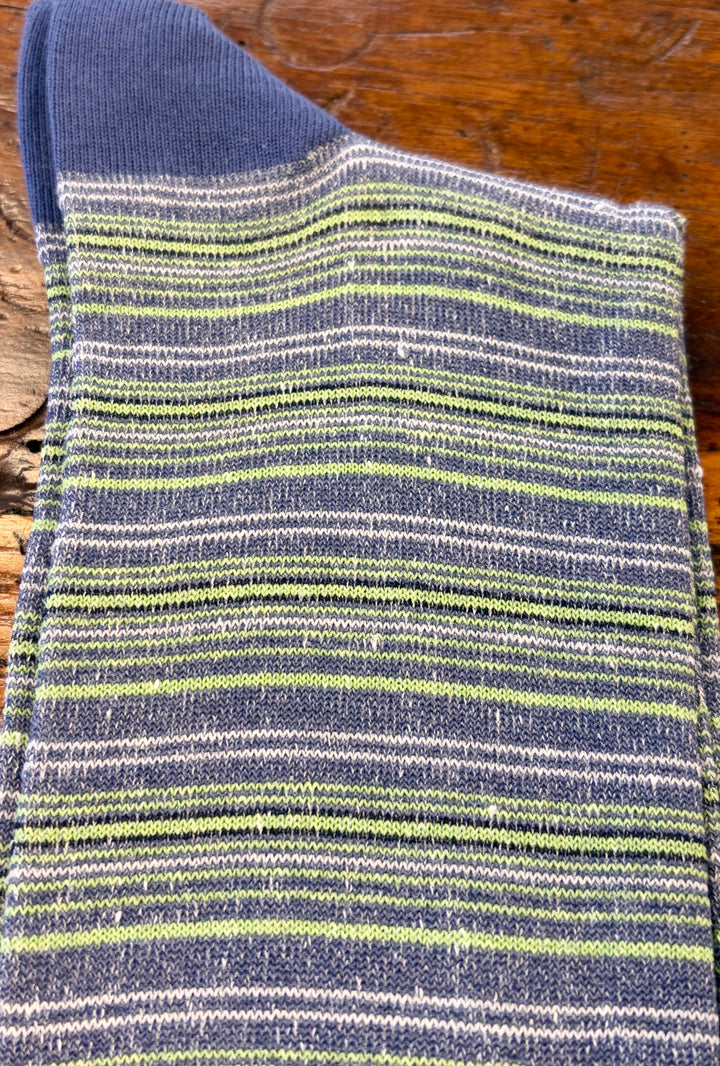 STRIPE SOCKS - GREEN - (US 8.-11) - MID-CALF