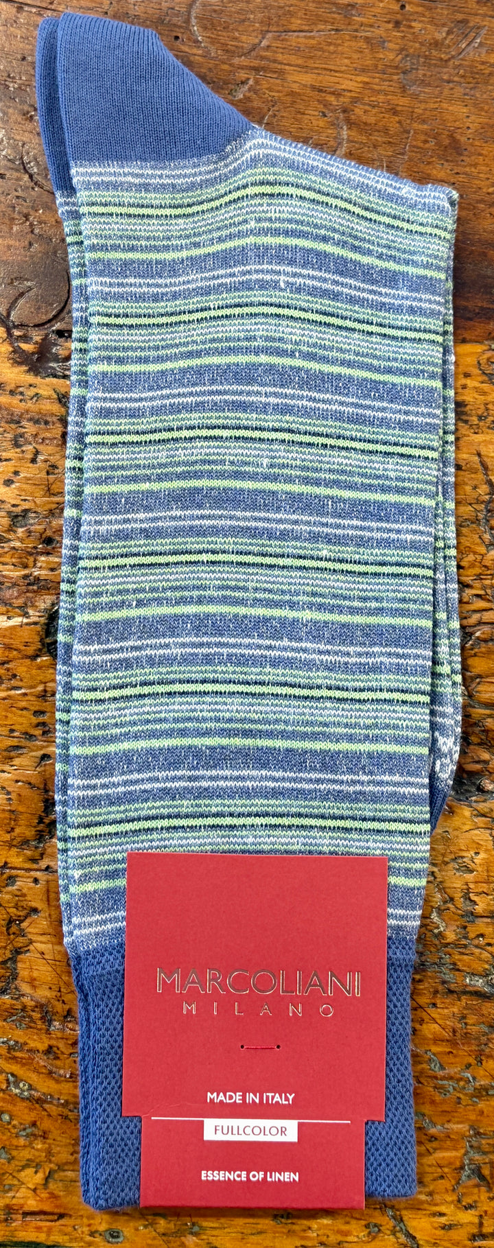 STRIPE SOCKS - GREEN - (US 8.-11) - MID-CALF