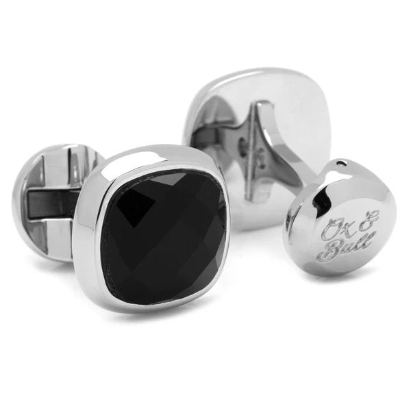 FACETED ONYX STUD SET