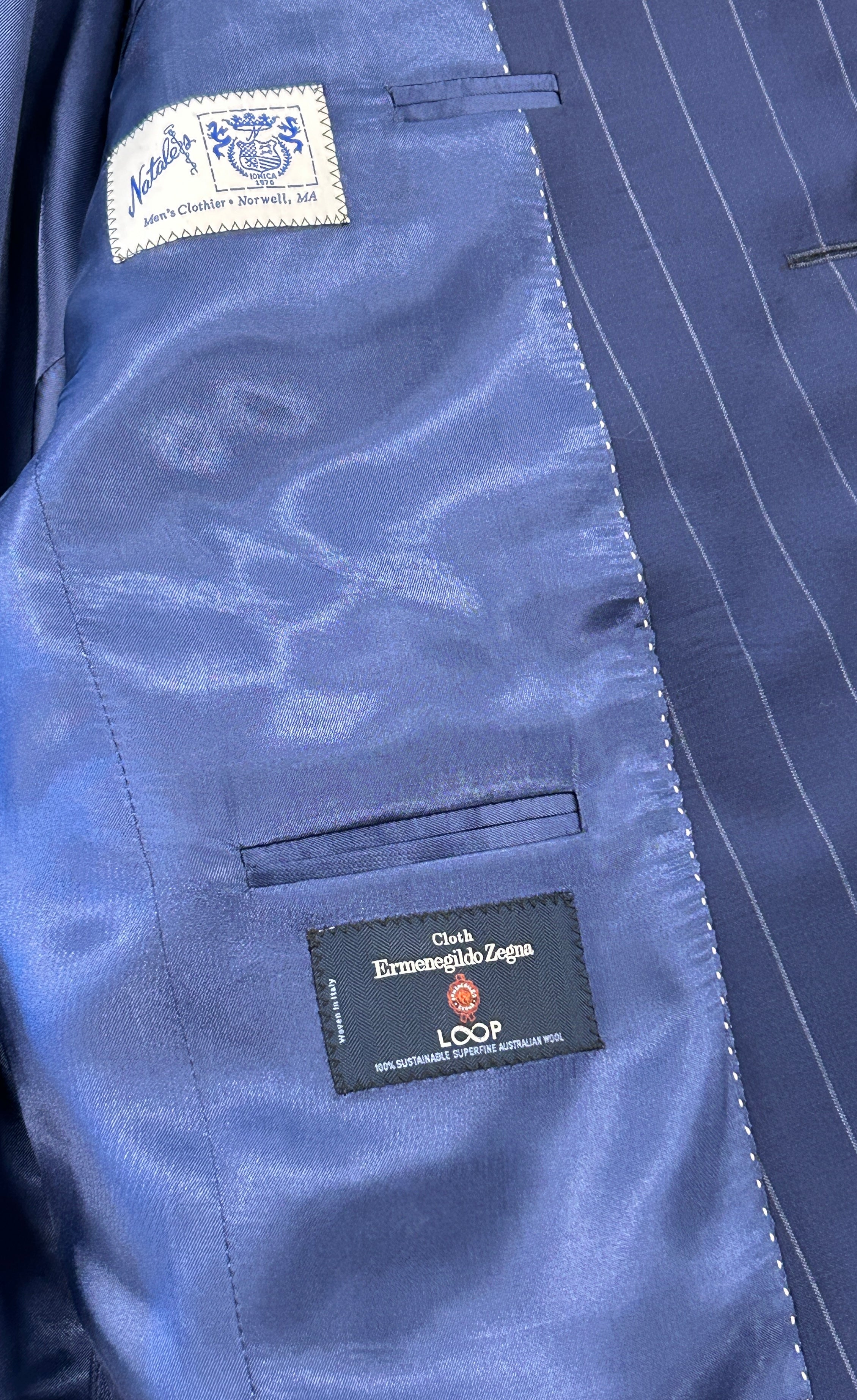 Jack Victor Ermenegildo Zegna Chalk Stripe Suit - Italian Wool