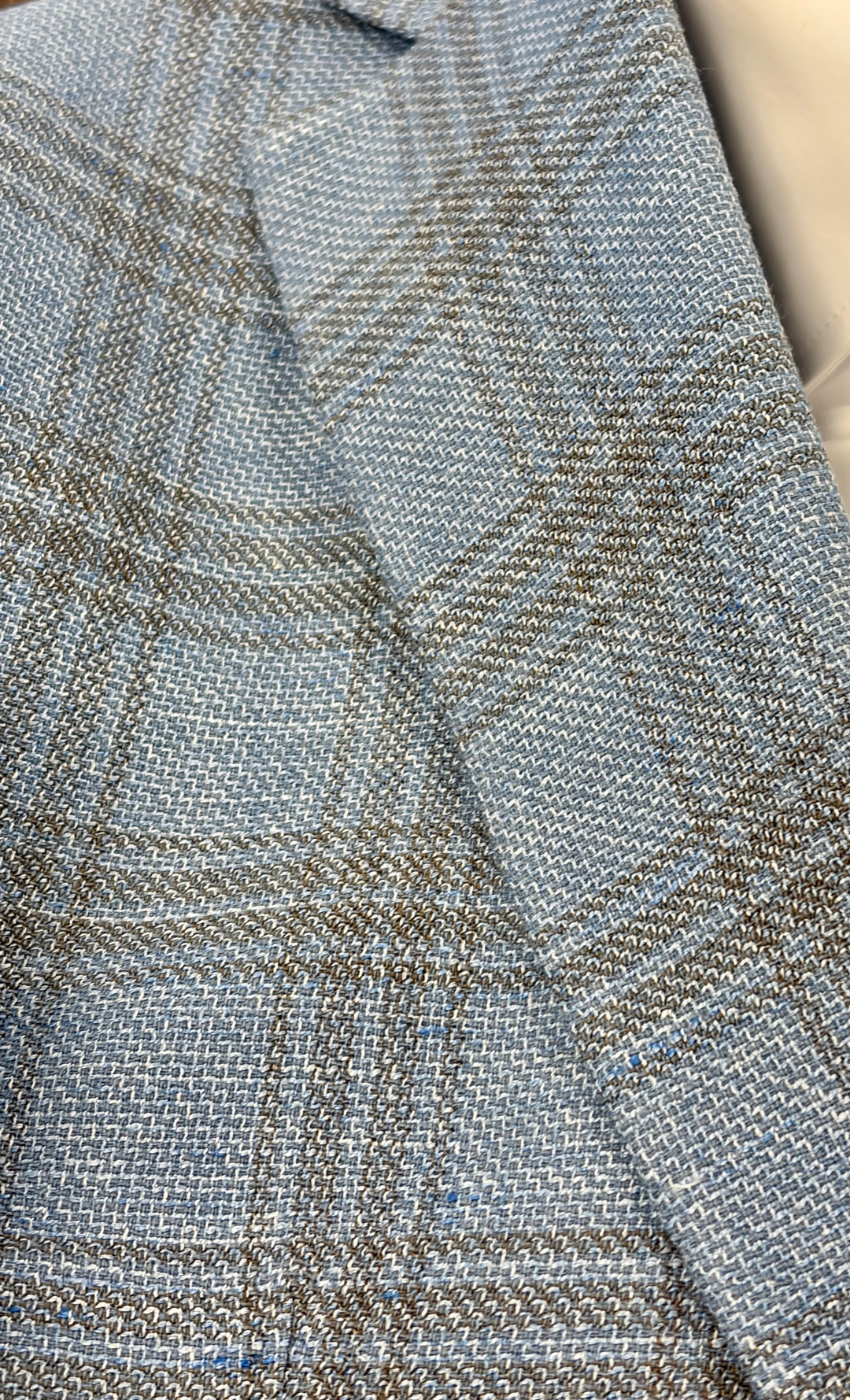 Jack Victor Hampton Knit Sport Jacket - Light Blue Brown Plaid Wool Blend