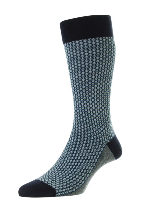 ELGAR DRESS SOCK  - NAVY - LARGE (US 11.5-13) - MID-CALF