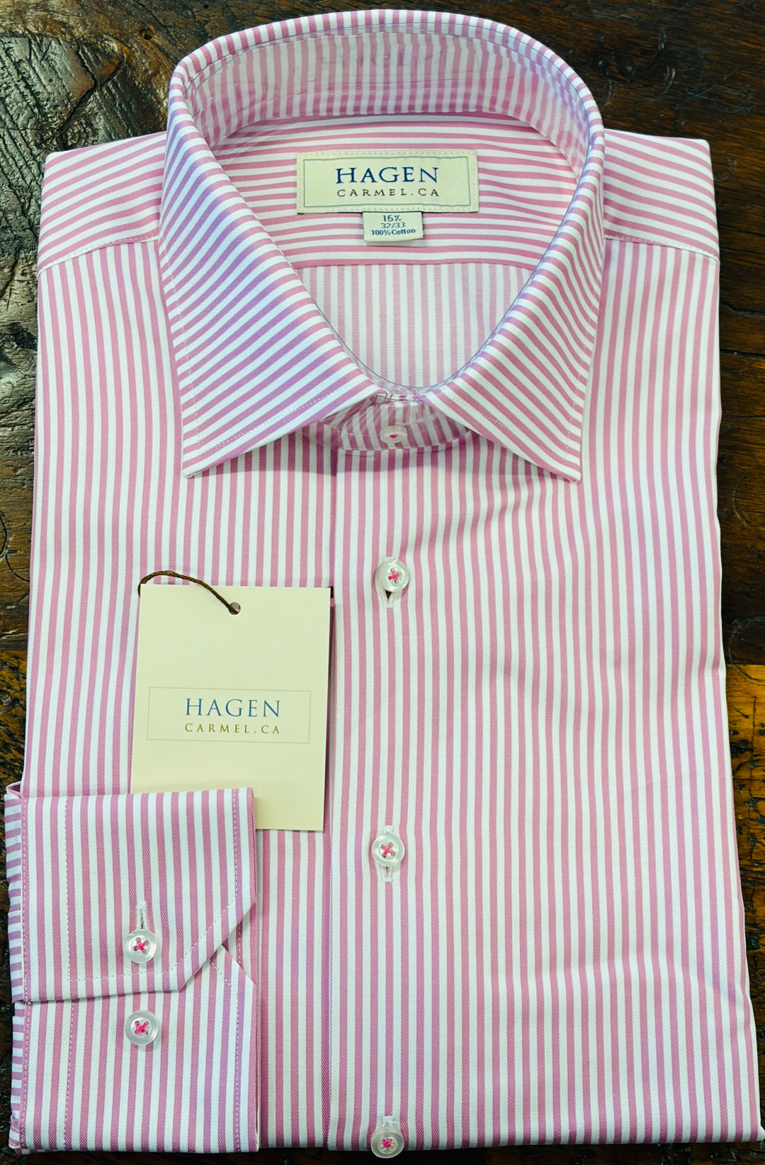 Hagen Carmel PINK Bengal Stripe Dress Shirt - 100%