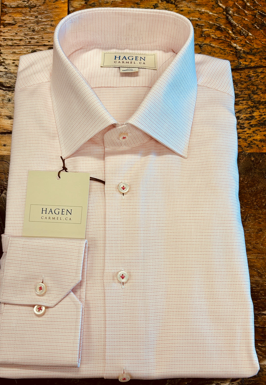 Hagen Carmel PINK Micro Grid Dress Shirt - 100%
