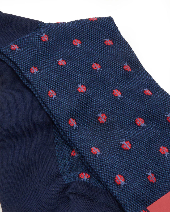 LADYBUG SOCKS - NAVY - (US 8.-11) - MID-CALF